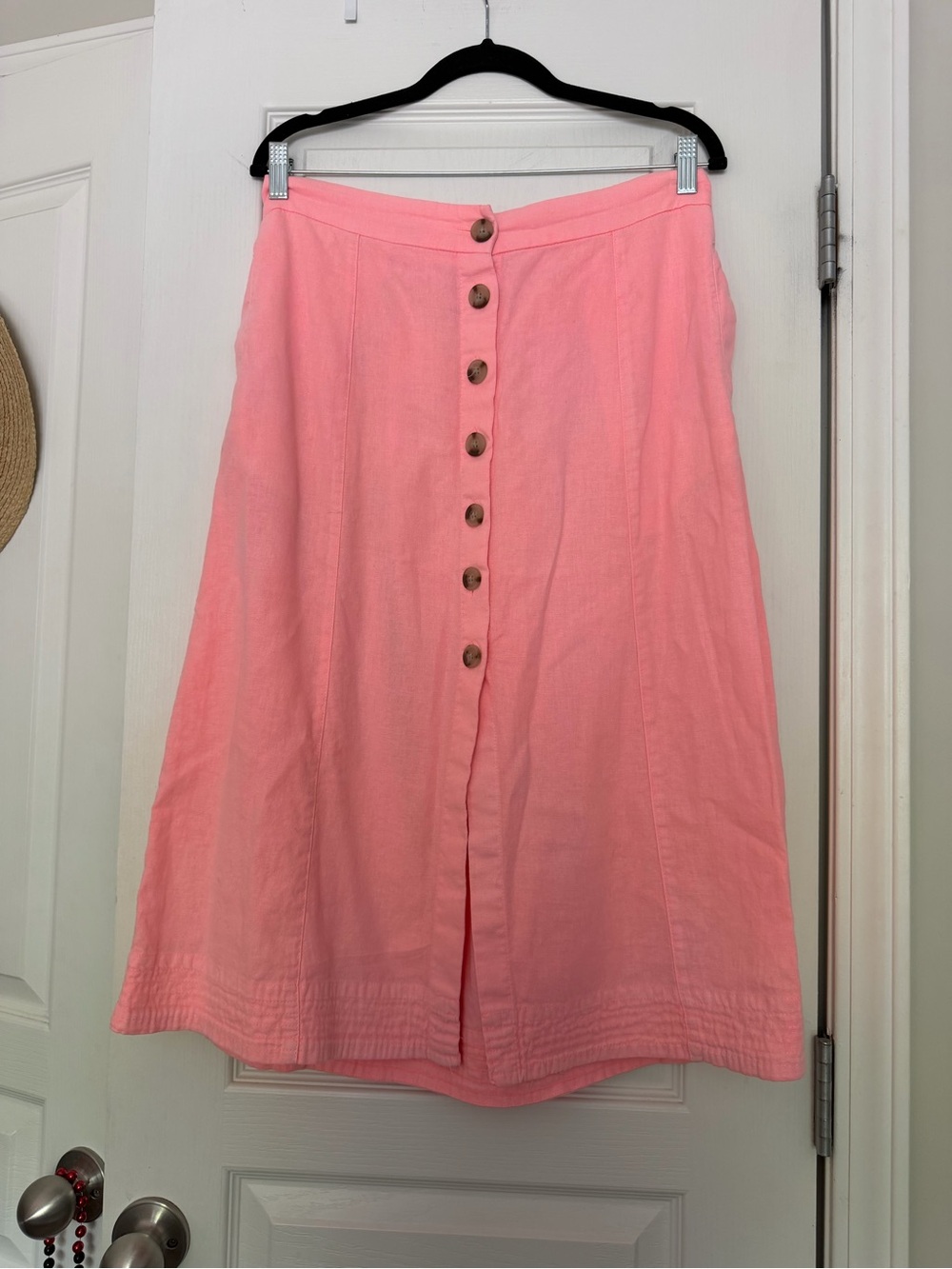 Universal Thread pink midi skirt with button front, size M